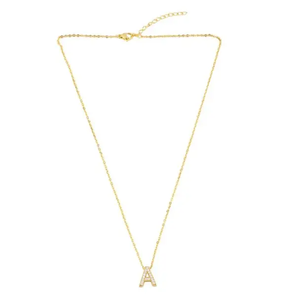 Wholesale Fashion Letter Copper Gold Plated Zircon Necklace
