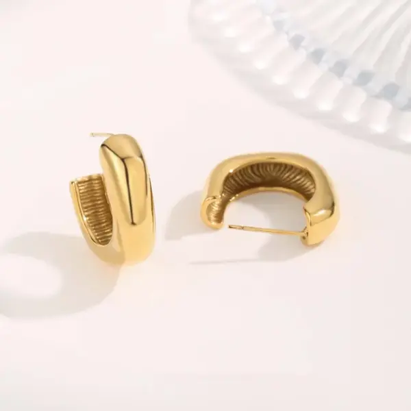 Vacuum Plating Real Gold Plated 18K Gold Irregular Square Water Droplets 304 Stainless Steel Streetwear Waterproof Non Tarnish Ear Studs