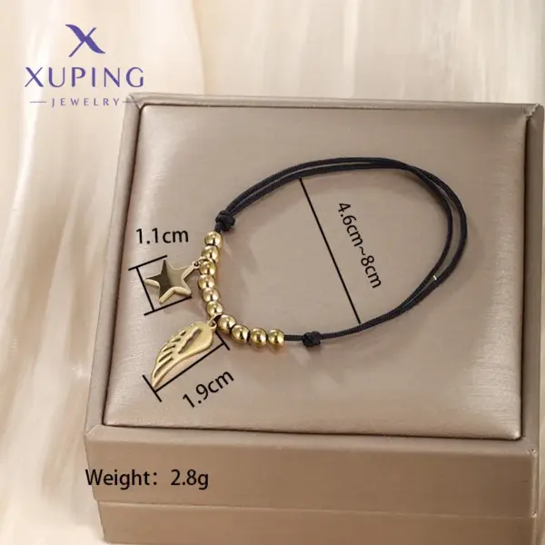 Wholesale XUPING Streetwear Cross 304 Stainless Steel 18K Gold Plated Artificial Gemstones Artificial Pearls Bracelets In Bulk