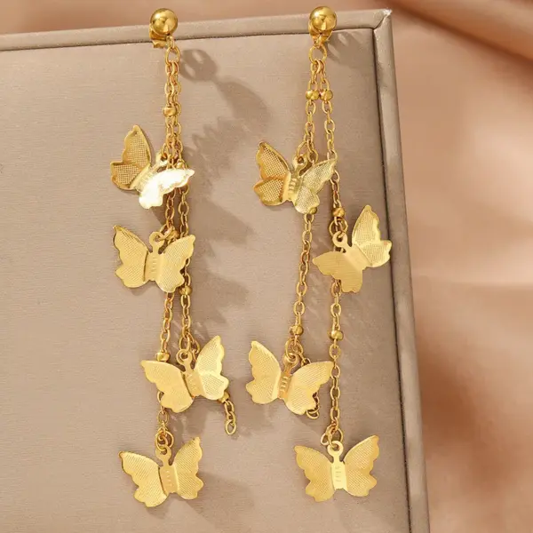 1 Pair IG Style Simple Style Artistic Butterfly 304 Stainless Steel Drop Earrings