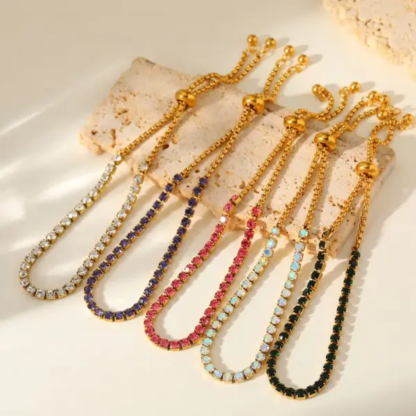 Luxurious Stainless Steel 18K Gold Plated Full Diamond Embedded Zirconia Elegant Romantic Women's Bracelet For ryday Use