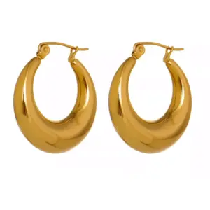 Jyg178 Earrings Golden Semi-Oval