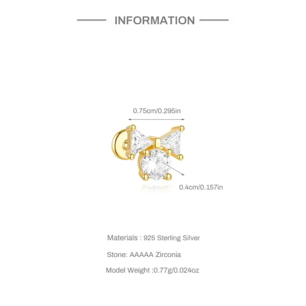 Wholesale 1 Piece Ear Cartilage Rings & Studs Casual Simple Style Geometric 925 Sterling Silver Plating Zircon Ear Cartilage Rings & Studs