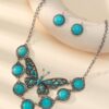 Wholesale Cross-border selling Europe and the United States exaggerated Bohemian vintage turquoise butterfly necklace earrings set jewelry manufacturers