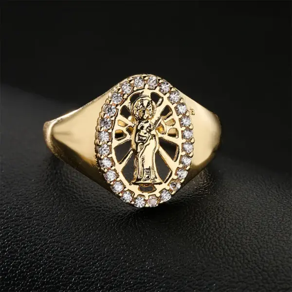 Wholesale Europe And America Hot Sale New Copper-plated Gold Religious Jewelry Virgin Mary Open Ring