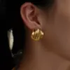 Wholesale 1 Pair French Style Round Plating 304 Stainless Steel Imitation Gold Electroplating Ear Studs