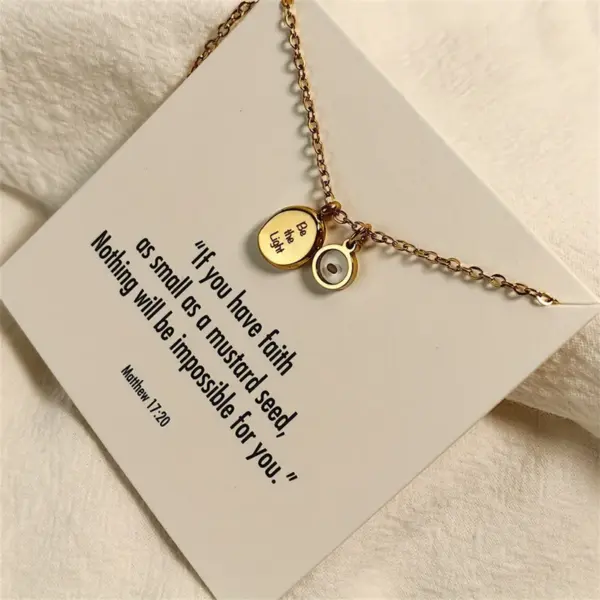 Wholesale Inspirational Stainless Steel Seed Pendant Necklace Faith "Become Light" Geometric Pattern Unisex Simple Style Jewelry Accessory