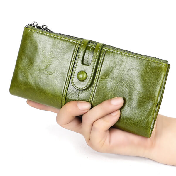 Wholesale Genuine leather tri-fold multifunctional long coin purse
