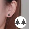 Wholesale PVD Coated 18K Gold Real Gold Plated Christmas Tree 304 Stainless Steel Fashion Waterproof Non Tarnish Ear Studs