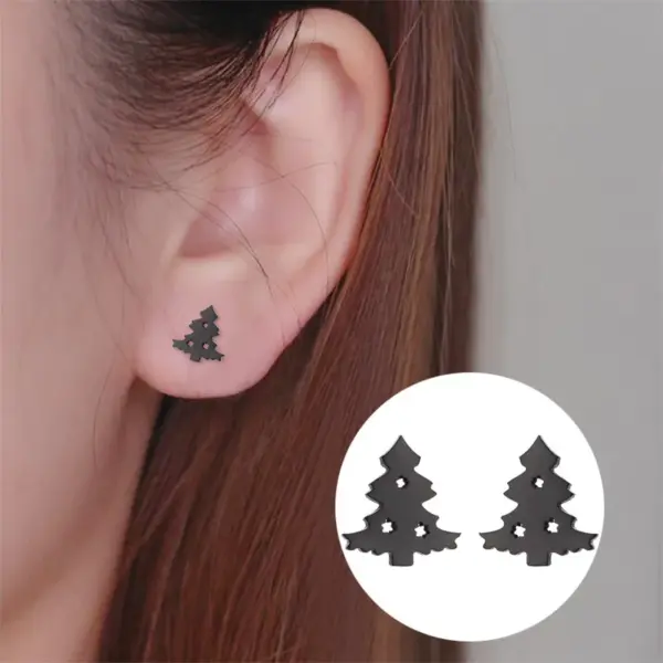 Wholesale PVD Coated 18K Gold Real Gold Plated Christmas Tree 304 Stainless Steel Fashion Waterproof Non Tarnish Ear Studs