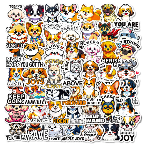 oly-a256ef63c4252b561b82b355702acee1 Wholesale 56 Cross-Border Cartoon Dog Stickers - Cute and Adorable Puppy Decals for Notebooks and Water Bottles (Waterproof)