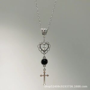 Wholesale Titanium Steel Love and Redemption Necklace Female Retro Niche Personality Diablo Sub-culture Spice Girl Cross Necklace Gift