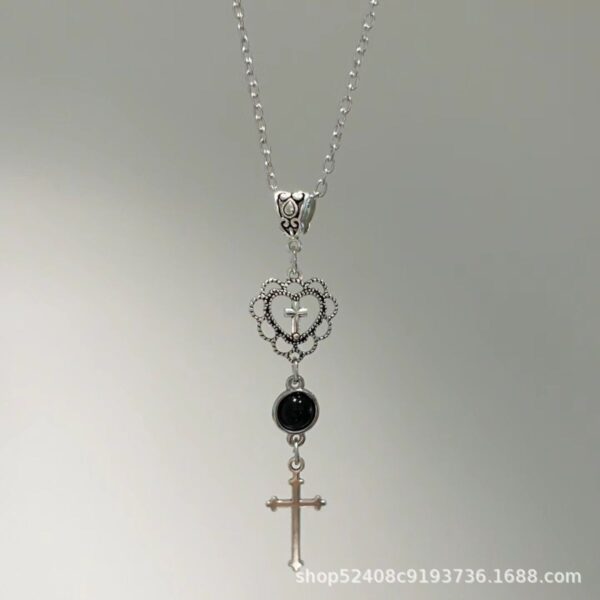 Wholesale Titanium Steel Love and Redemption Necklace Female Retro Niche Personality Diablo Sub-culture Spice Girl Cross Necklace Gift