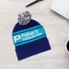 Wholesale Blue knitted hat with pom-pom Christmas hat, autumn/winter woolen hat