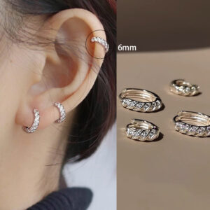 Sparkling diamond cable stitch earrings (inner diameter 6mm)