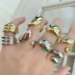 Wholesale Vintage Style Round Solid Color Copper Gold Plated Open Rings In Bulk