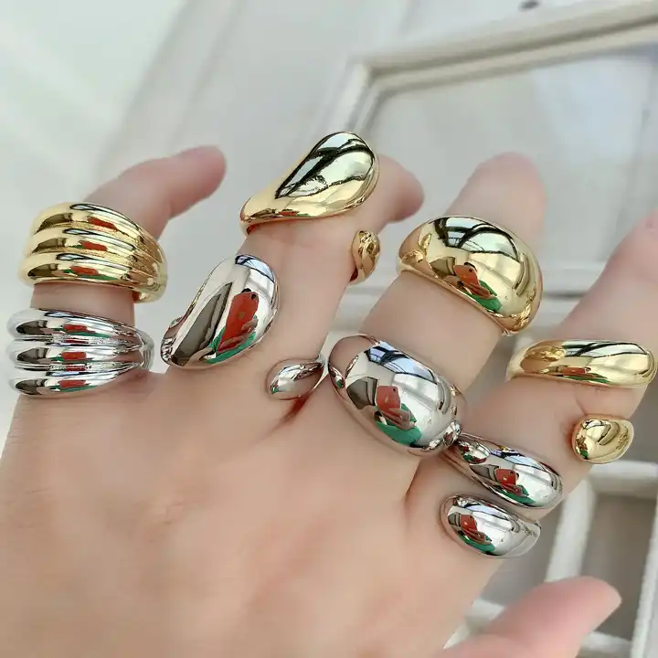 Wholesale Vintage Style Round Solid Color Copper Gold Plated Open Rings In Bulk