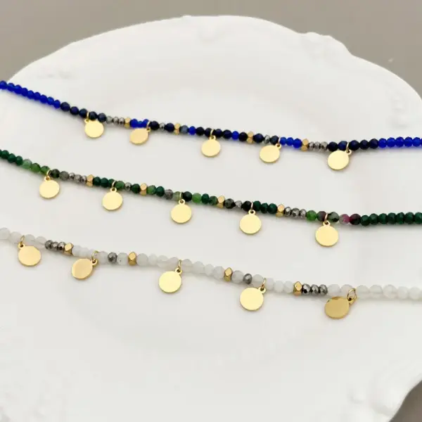 Wholesale Elegant Geometric 304 Stainless Steel Labradorite Gold Plated Natural Stone Stainless Steel Bracelets In Bulk