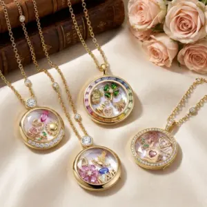 Wholesale Copper Locket Necklace For Women Featuring Zircon Inlay In Elegant Box Design