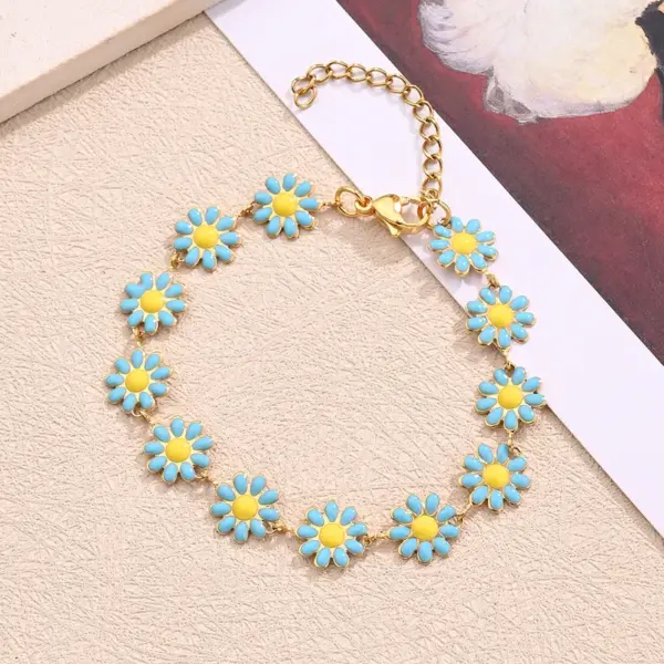 Wholesale Bohemian Simple Style IG Style Simple Flower Petal 304 Stainless Steel 18K Gold Plated Bracelets In Bulk