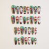 Wholesale WM-304 Winter Gift Fake Nails Short T-Shirt Christmas Green Christmas Tree Santa Claus Wearing Nail Tips