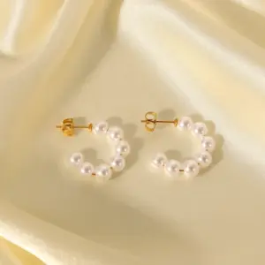 Wholesale Fashion Geometric Plating 304 Stainless Steel No Inlaid PVD Coated Earrings