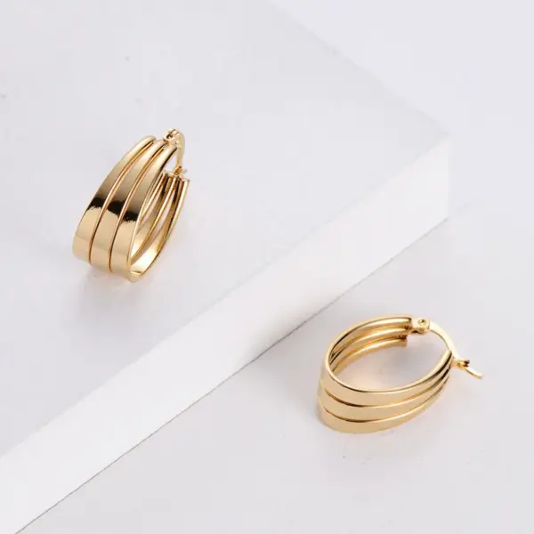 Retro U Shape Plating Stainless Steel No Inlaid 18K Gold Plated Earrings