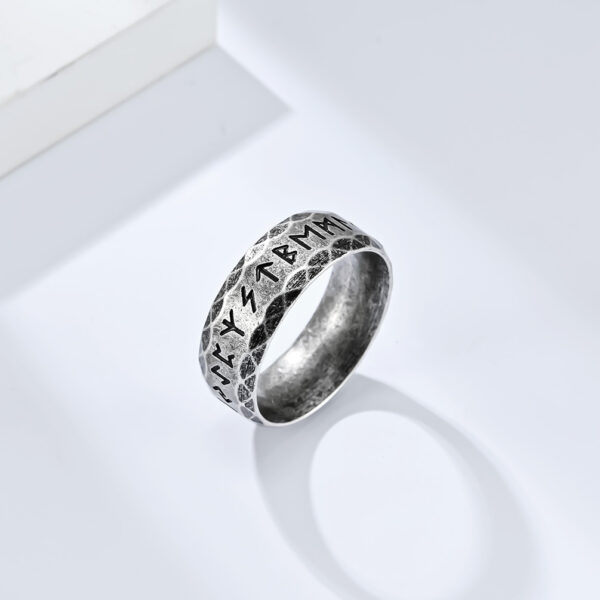 oly-a283a3ac47c03a70849c37734bc0d43c Wholesale E-Commerce Retro Nordic Viking Text Luen Titanium Steel Ring Antique Sier Men's Hand Jewelry opshipping