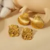PVD Coated Real Gold Plated Shell 304 Stainless Steel Retro Waterproof Non Tarnish Ear Studs