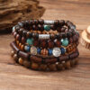 Wholesale Vintage Multi-Piece Wooden Bead Bracelet Set