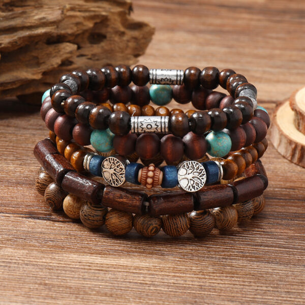 Wholesale Vintage Multi-Piece Wooden Bead Bracelet Set