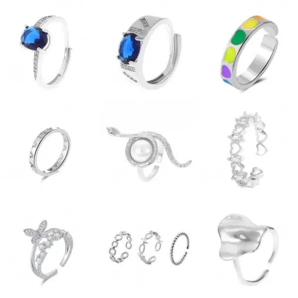 Wholesale Lady Fashion Shiny Devil's Eye Heart Shape Flower Copper Plating Inlay Artificial Rhinestones Artificial Pearls Zircon Open Ring Rings