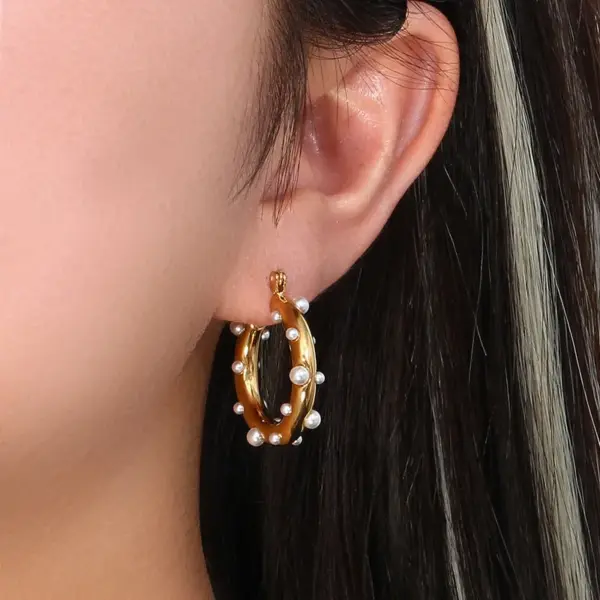 Wholesale PVD Coated Real Gold Plated 18K Gold Geometric 304 Stainless Steel Fashion Waterproof Non Tarnish Earrings