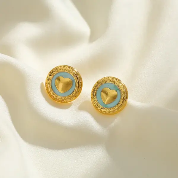 Wholesale Geometric Heart Shaped Stainless Steel 18K Gold Plated Earrings Fashionable Casual Elegant Cute Polished Finish For All Seasons