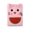 Wholesale New Student Plush Notebook with Lock Watermelon Cat Cute Three-dimensional Animal Stationery Notepad Factory Outlet