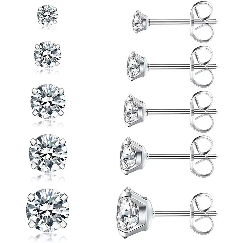 Wholesale PVD Coated 18K Gold Real Gold Plated Round 304 Stainless Steel Simple Style Waterproof Non Tarnish Ear Studs
