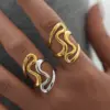 Wholesale Jewelry IG Style Simple Style Geometric Lines 304 Stainless Steel 18K Gold Plated Open Rings