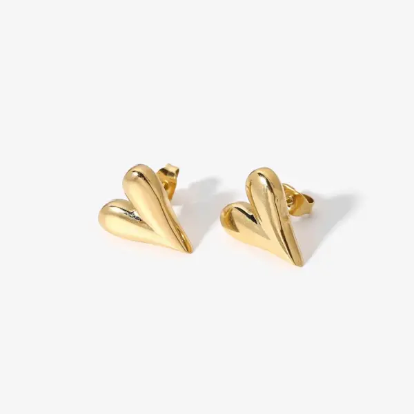 PVD Coated Real Gold Plated Heart Stainless Steel Waterproof Non Tarnish Earrings