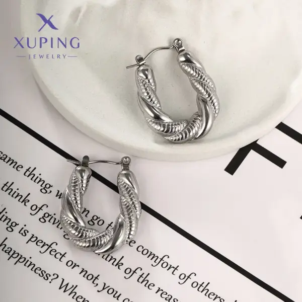 Wholesale 1 Pair Retro XUPING Simple Style Geometric Knot 304 Stainless Steel Earrings