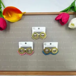 Ring-shaped Oil Drop Earrings Random Color / 18k
