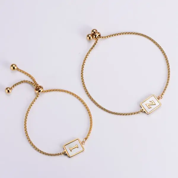 Wholesale PVD Coated 18K Gold Plated Letter 304 Stainless Steel Simple Style Waterproof Non Tarnish 304 Stainless Steel Bracelets