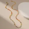 Wholesale 18k Real Gold Plated Geometric Colorful Seed Bead Copper Retro Necklace