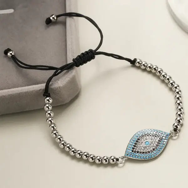 Wholesale Ins Style Devil's Eye Copper Plating Inlay Zircon 18k Gold Plated Bracelets