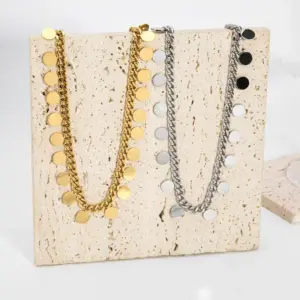 Wholesale PVD Coated Real Gold Plated 18K Sequins 304 Stainless Steel IG Style Nordic Roman Waterproof Non Tarnish 201 Sweater Chain Necklace