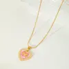 Wholesale Ion Plating (IP) 18K Gold Plated Geometric Heart Shape Flower 304 Stainless Steel Elegant Cute Pendant Necklace