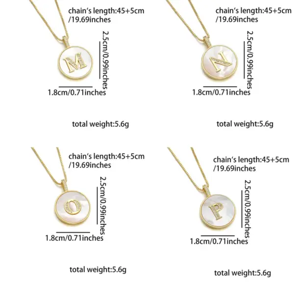 Wholesale Copper 18K Gold Plated Simple Style Classic Style Inlay Letter Letter Shell Zircon Pendant Necklace