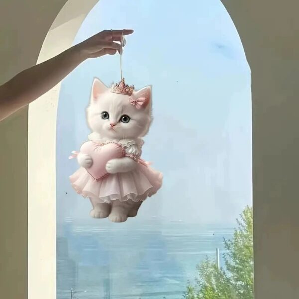 oly-a2d0d8986fca8593bde6bd6858daae26 Wholesale Cross-Border New Elegant Little White Cat Car Pendant Acrylic Flat Car Interior Rearview Mirror Decoration Home Pendant