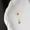 Wholesale 304 Stainless Steel Plastic Geometric Starfish Shell Ion Plating (IP) 18K Gold Plated Cute Vintage Style Vacation Waterproof Non Tarnish Double Layer Necklaces