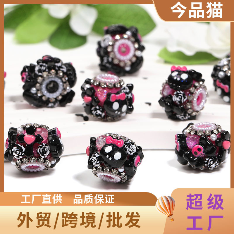 Wholesale Black diamond studded bead
