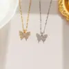 PVD Coated Real Gold Plated Butterfly Stainless Steel Sweet Waterproof Non Tarnish Pendant Necklace